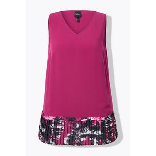 Ulla Popken Top blusa senza maniche linea ad A con orlo plissettato  