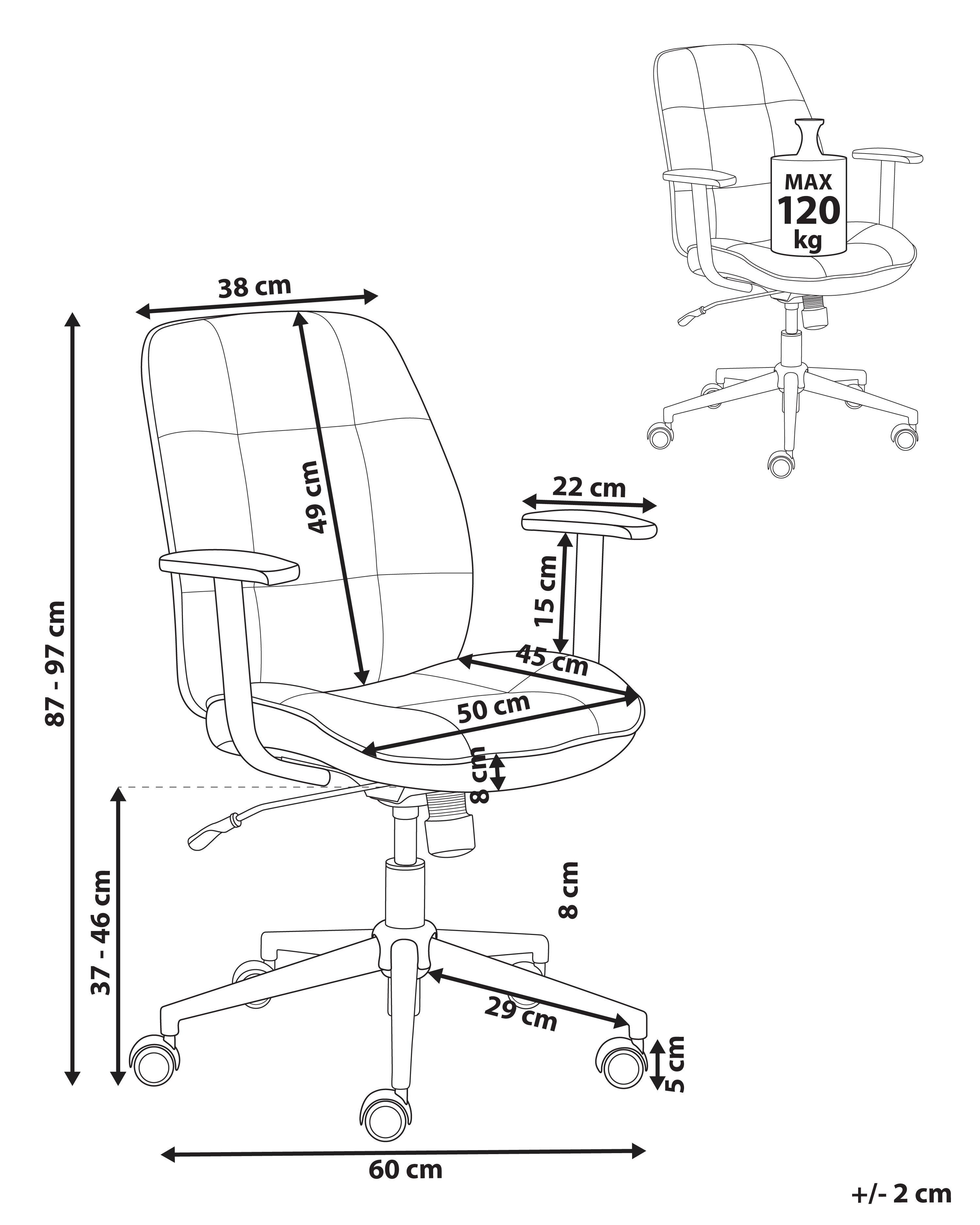 Beliani Sedia da ufficio en Tessuto Classico CARLTON  