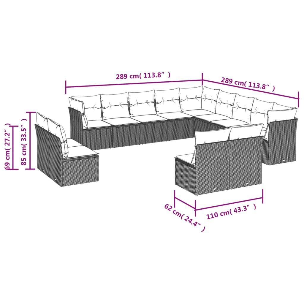 VidaXL Ensemble de canapés de jardin rotin synthétique  