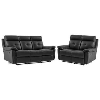 Vente-unique Relaxsofa Garnitur 3+2 - Leder - Schwarz - VINETA  