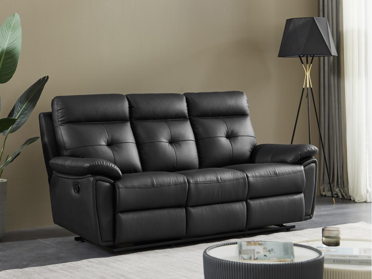 Vente-unique Relaxsofa Garnitur 3+2 - Leder - Schwarz - VINETA  