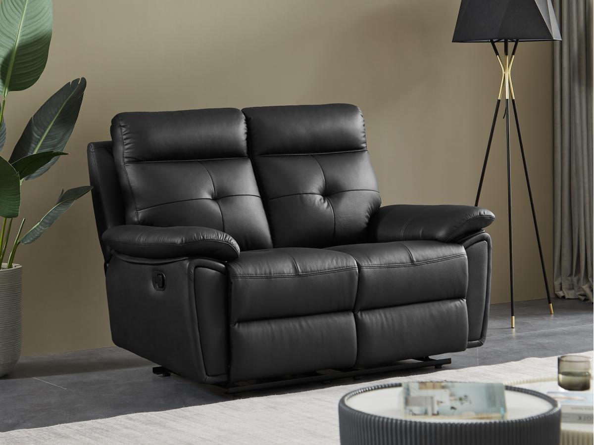 Vente-unique Relaxsofa Garnitur 3+2 - Leder - Schwarz - VINETA  