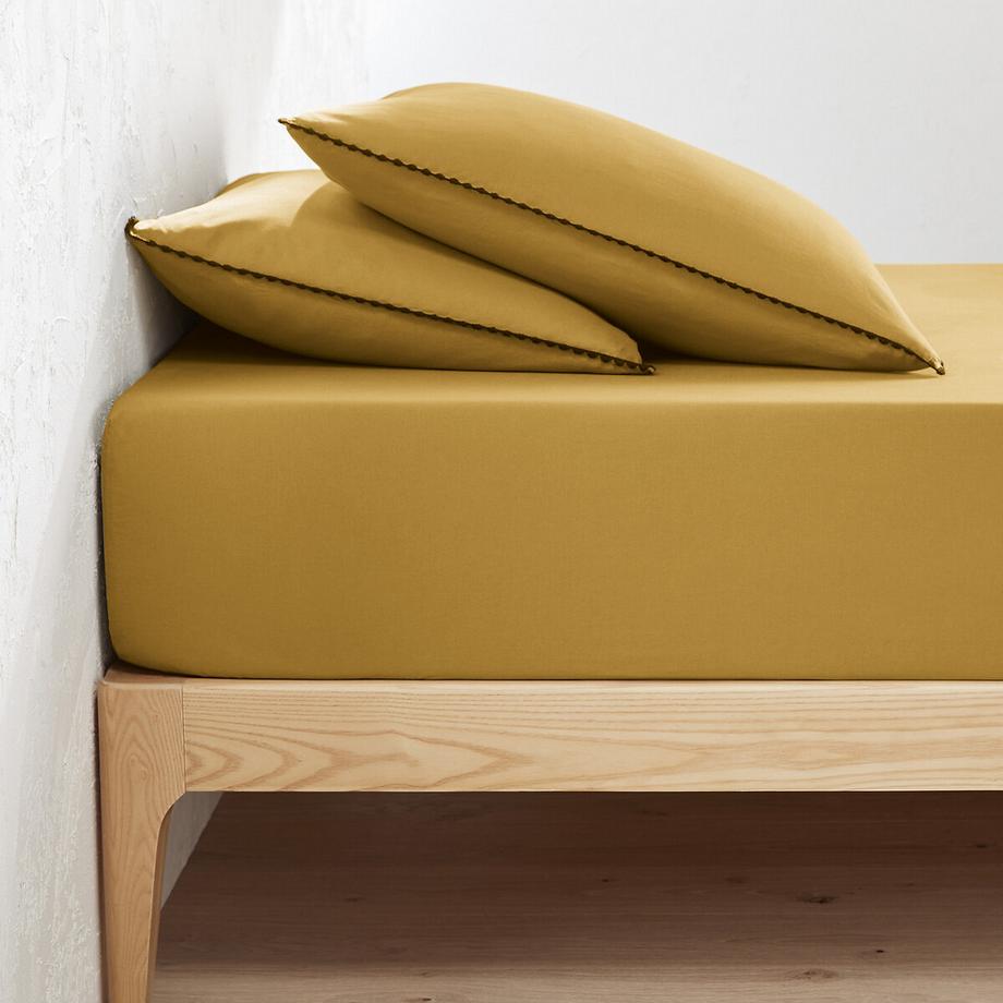 Drap housse uni coton lavé