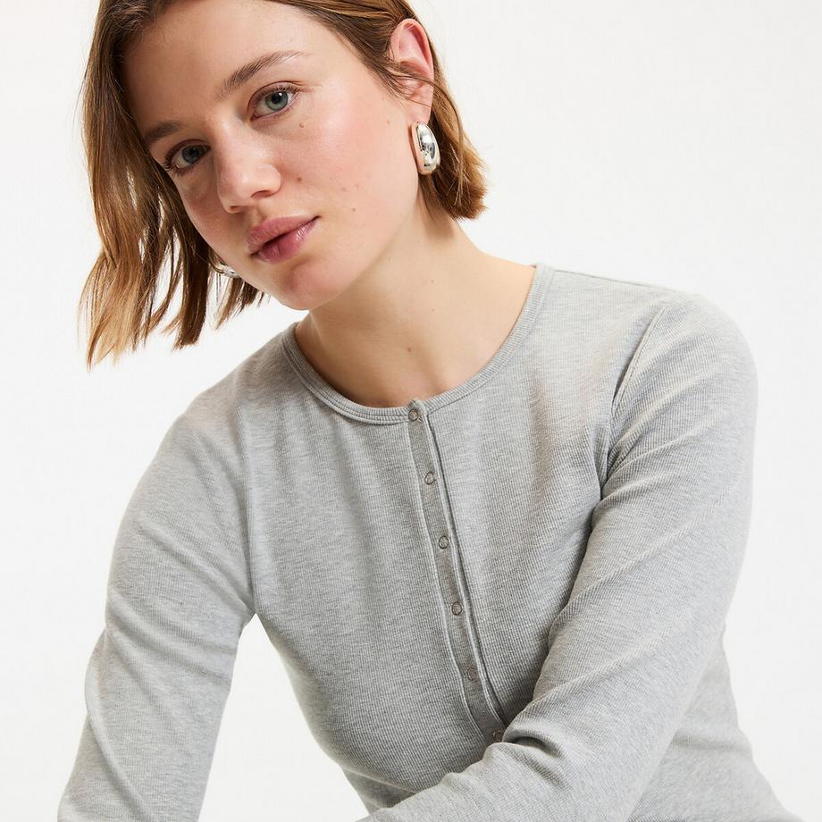 La Redoute Collections T-shirt Maniche Lunghe Henley  