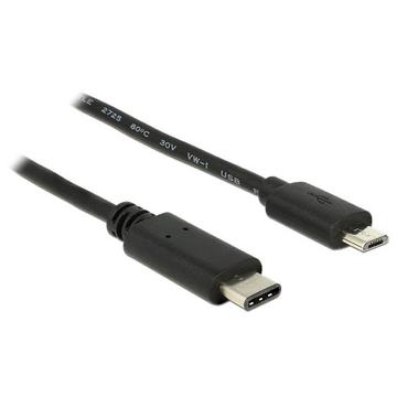0.5m, USB2.0-C/USB2.0 Micro-B cavo USB 0,5 m Micro-USB B USB C Nero