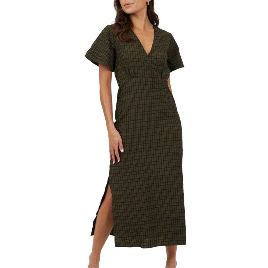 Vestito Midi Legare Indietro Maniche Corte