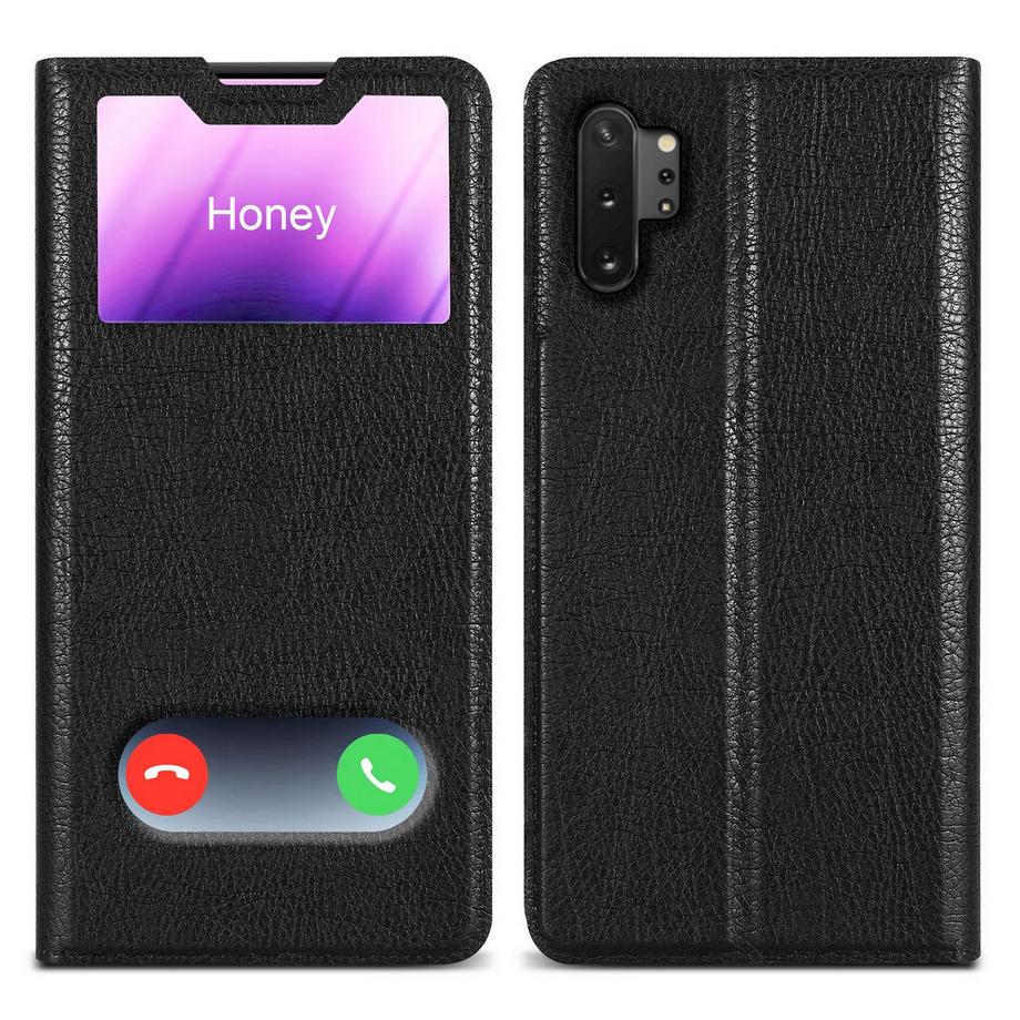 Housse compatible avec Samsung Galaxy NOTE 10 PLUS - Coque de protection avec fermeture magnétique, fonction de support et 2 fenêtres de visualisation