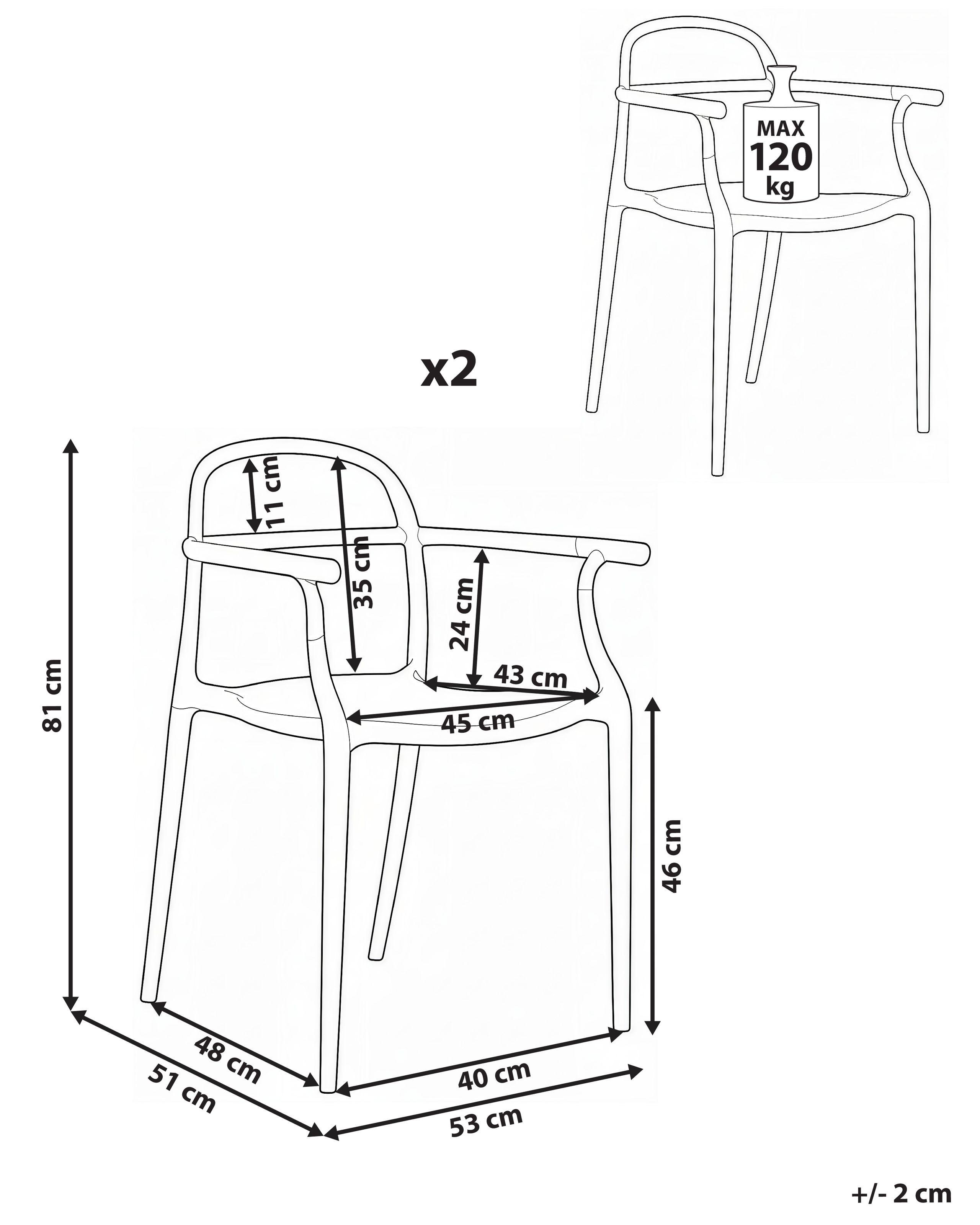 Beliani Lot de 2 chaises de jardin en Polypropylène Minimaliste VIDOR  