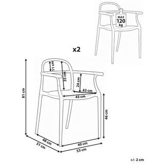 Beliani Lot de 2 chaises de jardin en Polypropylène Minimaliste VIDOR  