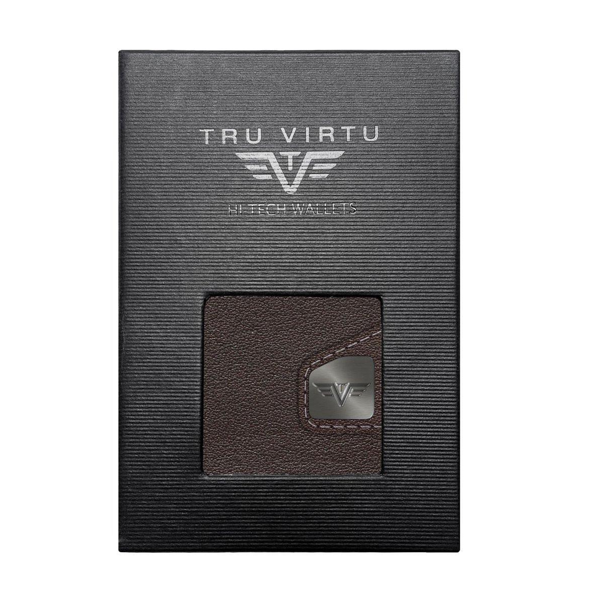 Tru Virtu Click & Slide Classic Nappa Portafoglio Marrone Argento  