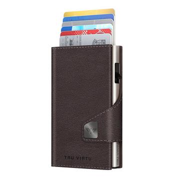 Wallet CLICK & slide Nappa marrone, argento