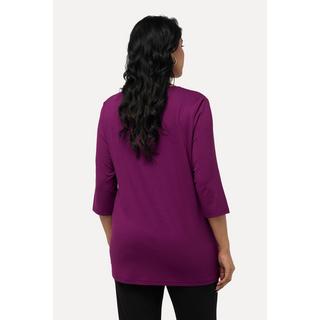 Ulla Popken  Shirt, tiefer Rundhalsausschnitt, 3/4 Arm 