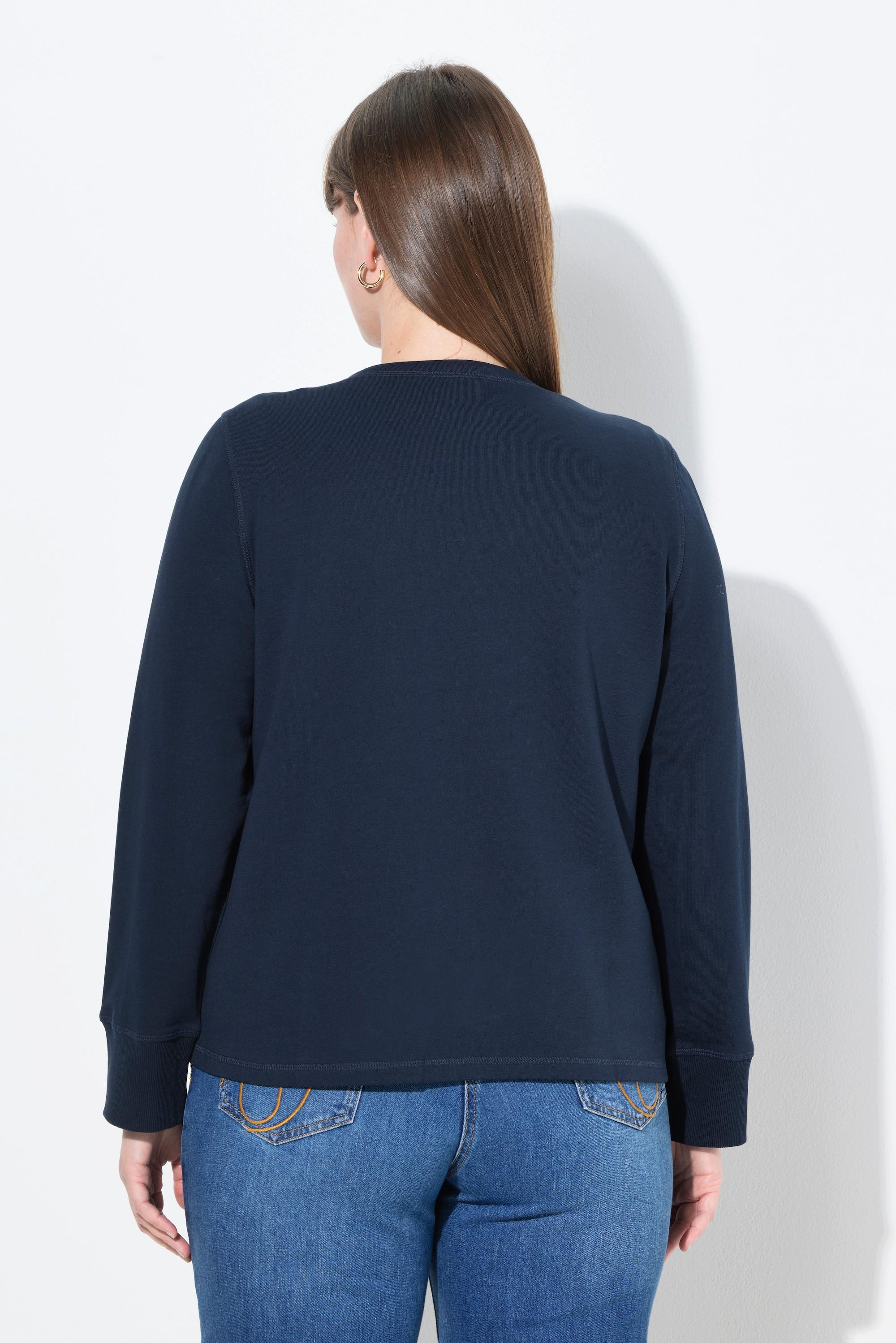 Ulla Popken Giacca Felpa Scollo a V Maniche Lunghe Cotone Biologico  