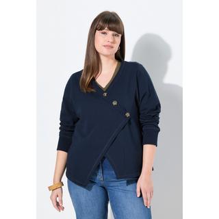 Ulla Popken Giacca Felpa Scollo a V Maniche Lunghe Cotone Biologico  