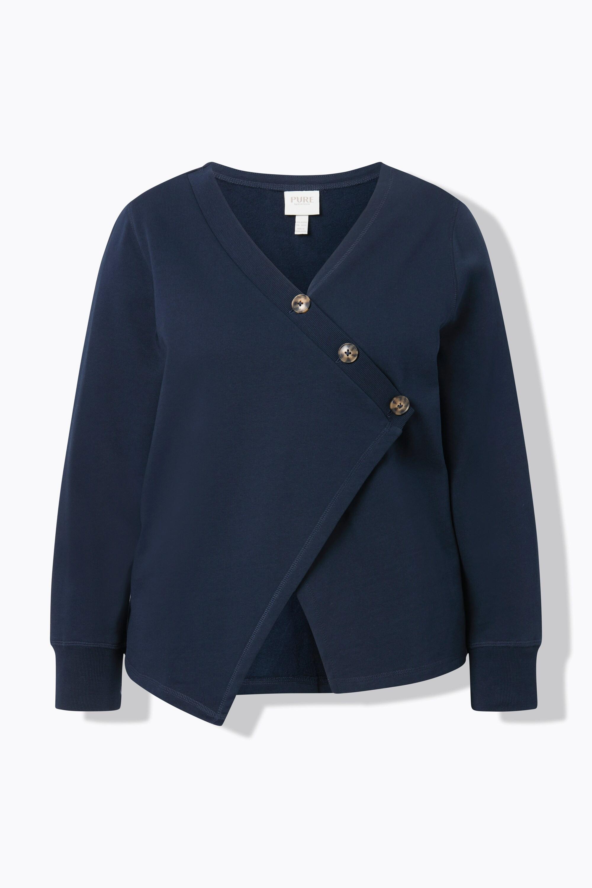 Ulla Popken Giacca Felpa Scollo a V Maniche Lunghe Cotone Biologico  