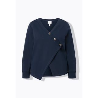 Ulla Popken Giacca Felpa Scollo a V Maniche Lunghe Cotone Biologico  