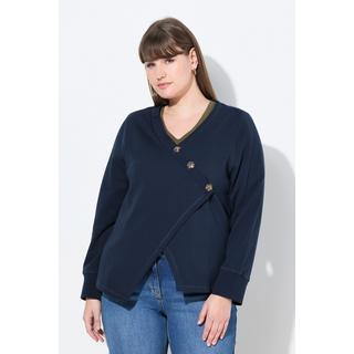 Ulla Popken Giacca Felpa Scollo a V Maniche Lunghe Cotone Biologico  