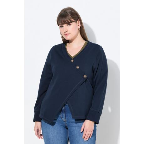 Ulla Popken Giacca Felpa Scollo a V Maniche Lunghe Cotone Biologico  