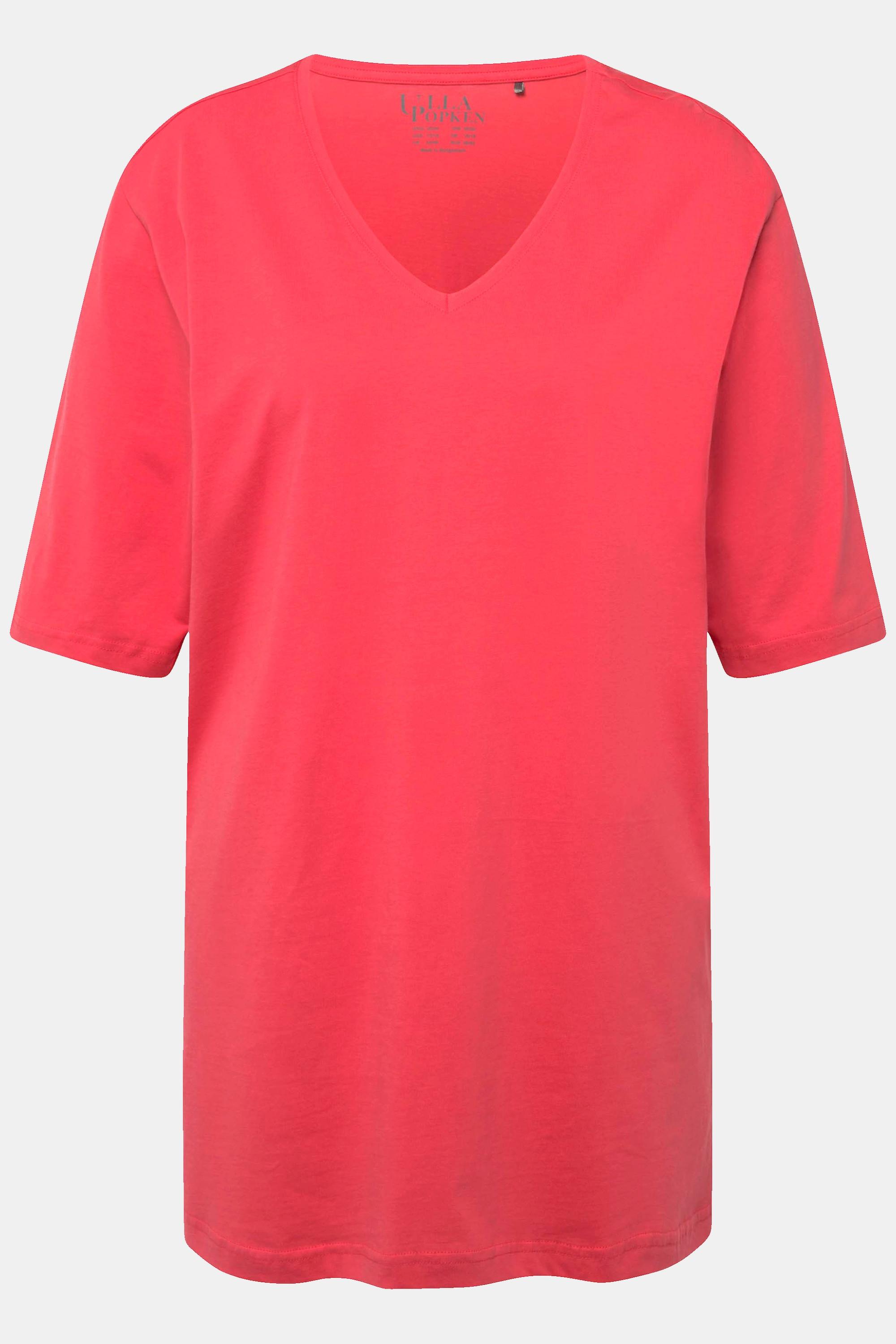 Ulla Popken  T-shirt dalle linee morbide con scollo a V e mezze maniche 