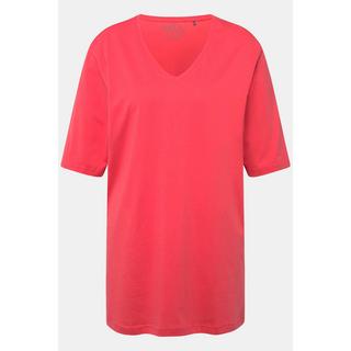 Ulla Popken  T-shirt à manches courtes et col V, coupe Relaxed Fit 