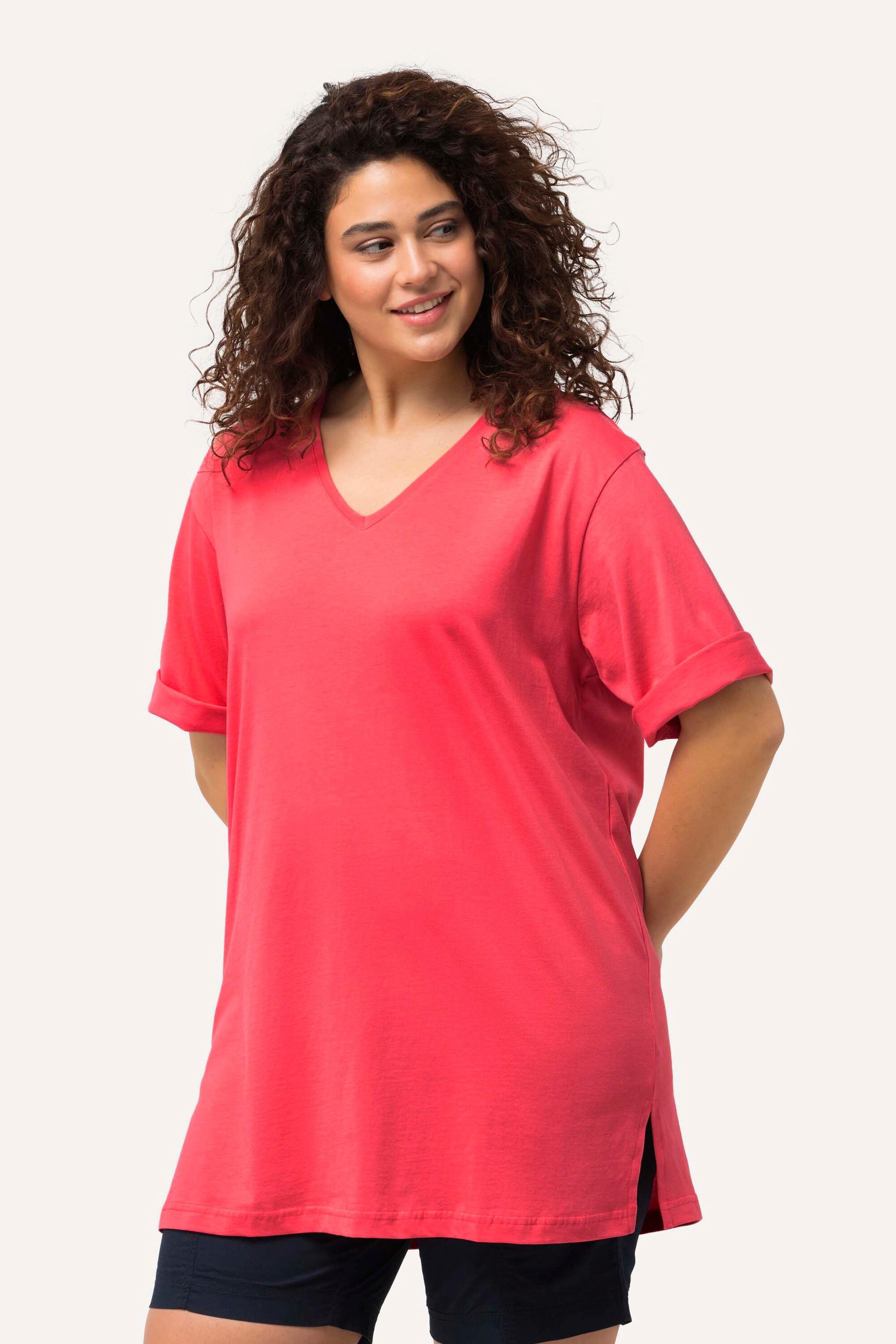 Ulla Popken  T-shirt dalle linee morbide con scollo a V e mezze maniche 