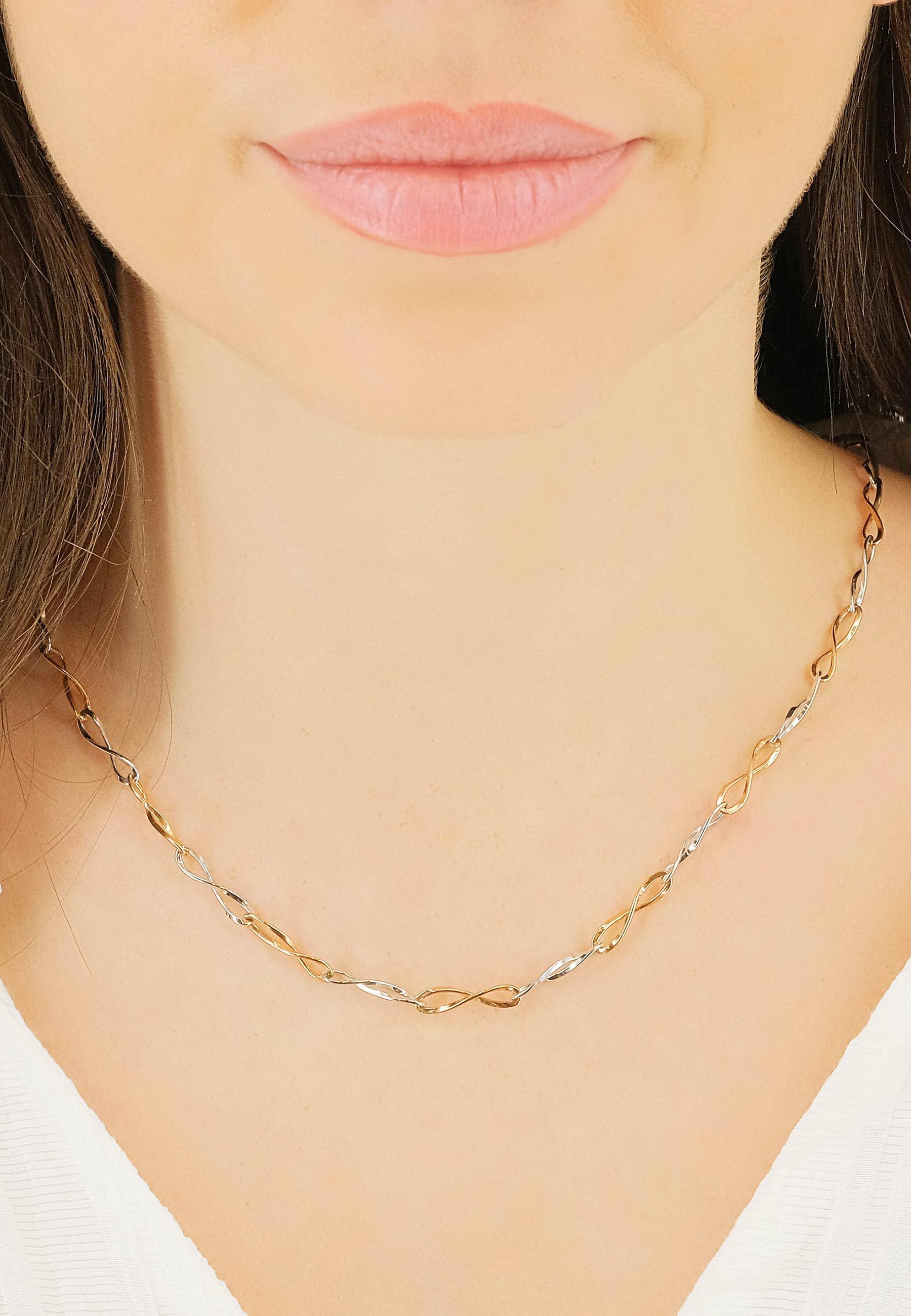 MUAU Schmuck  Collier fantaisie bicolore blanc/rouge or 750, 4.2mm, 45cm 