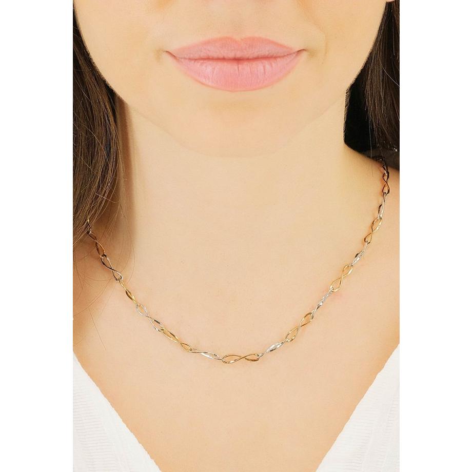 MUAU Schmuck  Collier Fantasie Bicolor Weiss-/Rotgold 750, 4.2mm, 45cm 