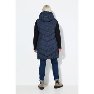 Ulla Popken Gilet Lungo Trapuntato Cappuccio Cerniera Laterale  