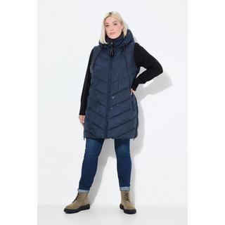 Ulla Popken Gilet Lungo Trapuntato Cappuccio Cerniera Laterale  