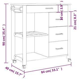 VidaXL carrello da cucina Legno di pino  