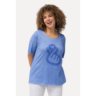 Ulla Popken  T-Shirt, Flockdruck, Classic, Rundhals, Halbarm 