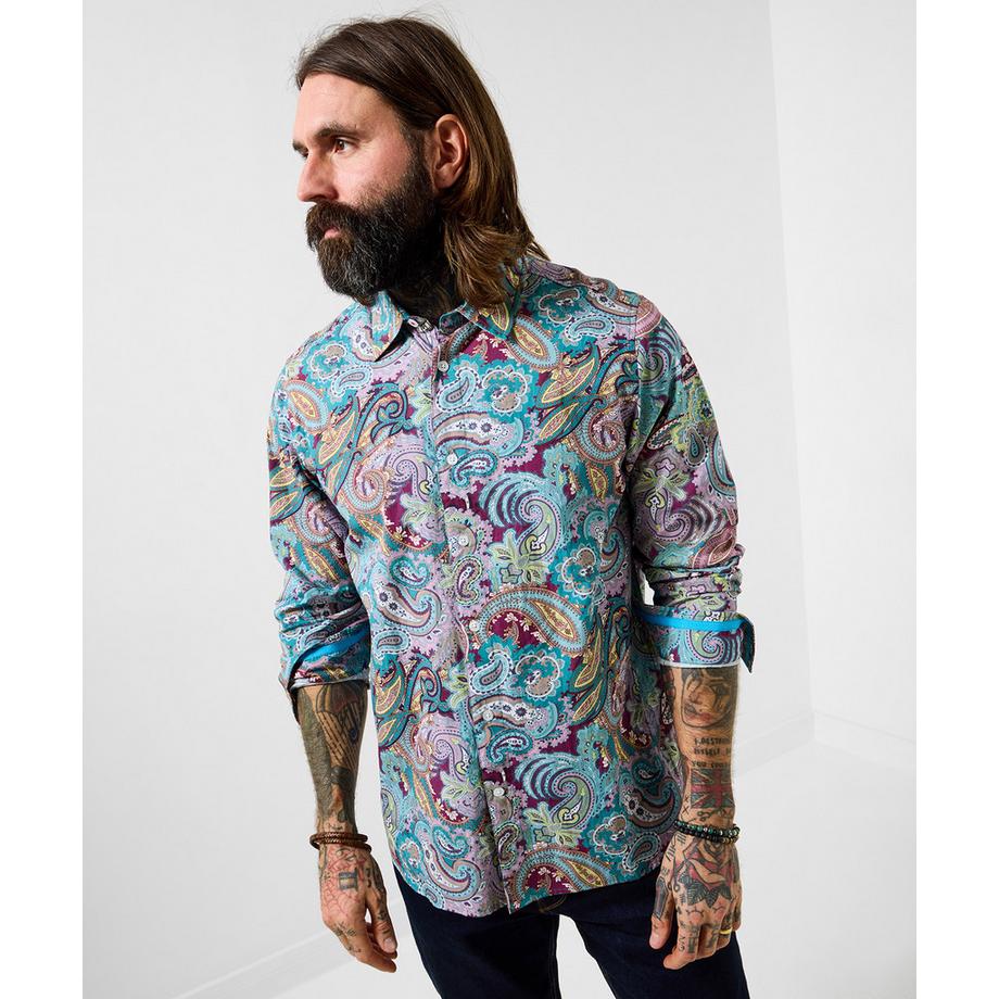 Langarmhemd mit Paisley-Muster im Retro-Stil