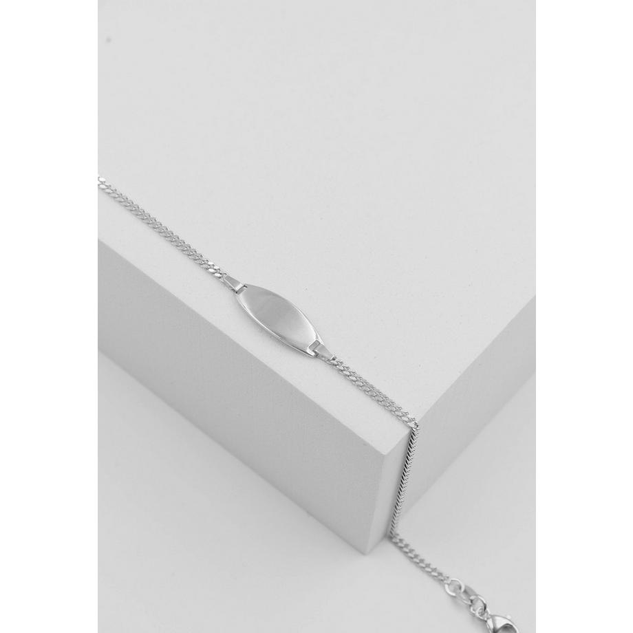 MUAU Schmuck  Bébé Bracelet Panzer Weissgold 750, 16cm Gravurplatte 1.9cm 