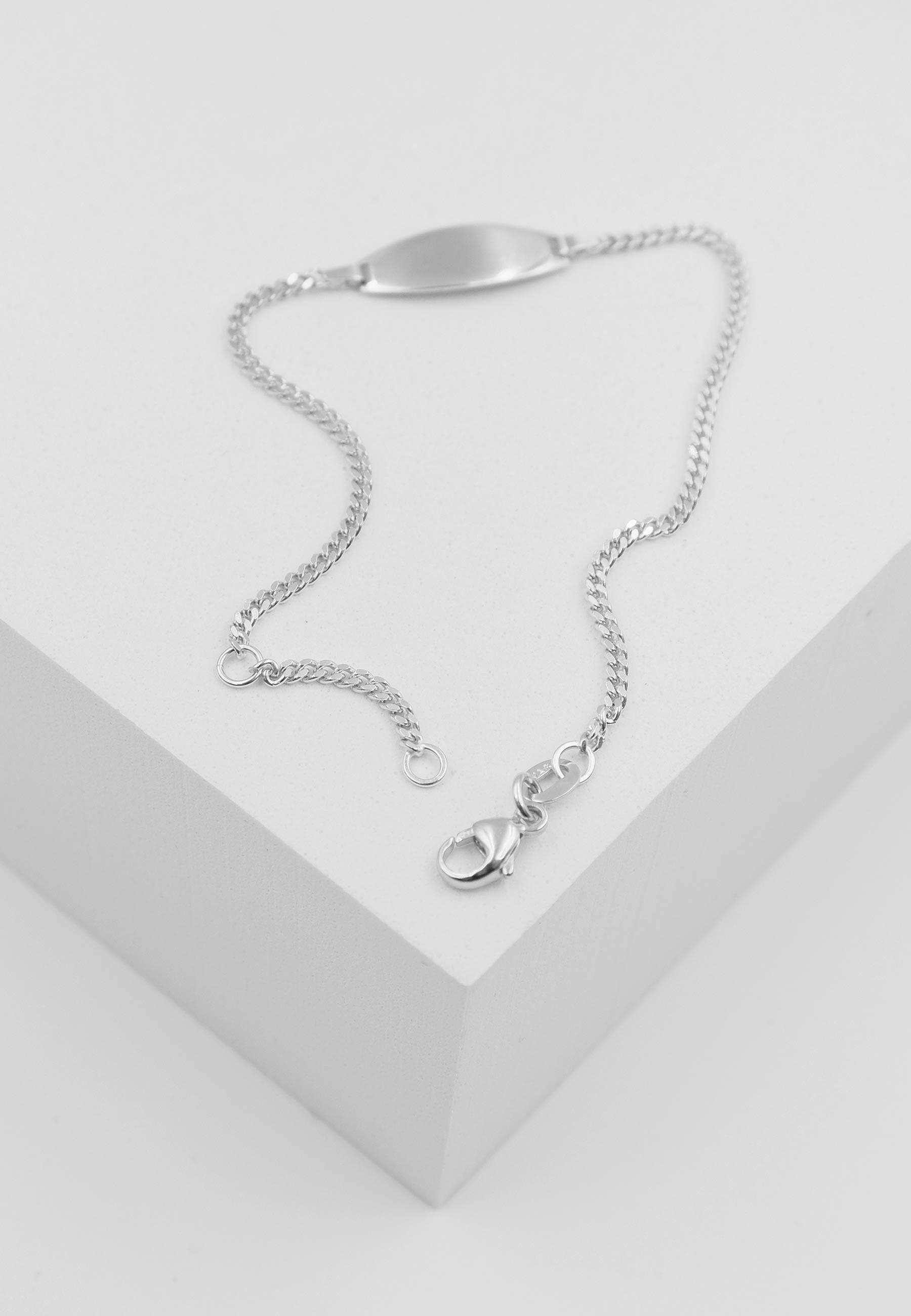 MUAU Schmuck  Bracelet Bébé tank or blanc 750, 16cm plaque de gravure 1,9cm 