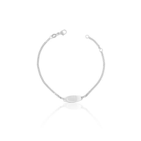 MUAU Schmuck  Bracelet Bébé tank or blanc 750, 16cm plaque de gravure 1,9cm 