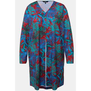 Ulla Popken  Veste en jersey à col V et manches longues, motif palmiers 