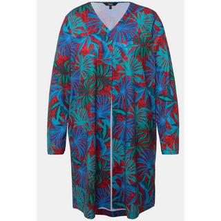 Ulla Popken Jerseyjacke Palmen V-Ausschnitt Langarm  