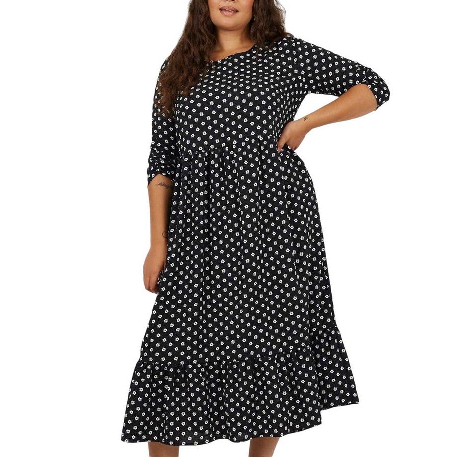 Vestito Midi A Pois Manica A 3/4
