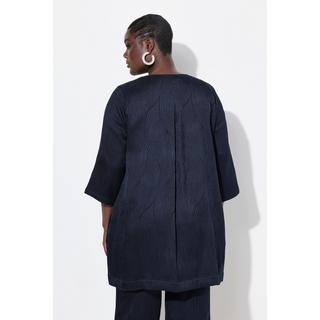 Ulla Popken Veste esprit chemisier coupe évasée col rond avec pli d'aisance au dos  