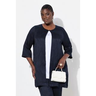 Ulla Popken Veste esprit chemisier coupe évasée col rond avec pli d'aisance au dos  