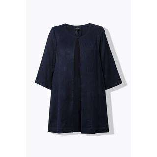 Ulla Popken Veste esprit chemisier coupe évasée col rond avec pli d'aisance au dos  