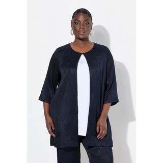 Ulla Popken Veste esprit chemisier coupe évasée col rond avec pli d'aisance au dos  