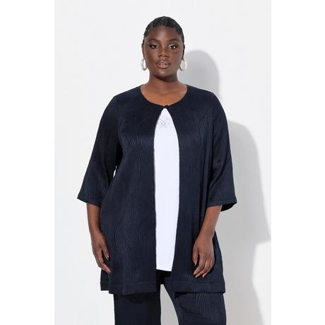 Ulla Popken Veste esprit chemisier coupe évasée col rond avec pli d'aisance au dos  