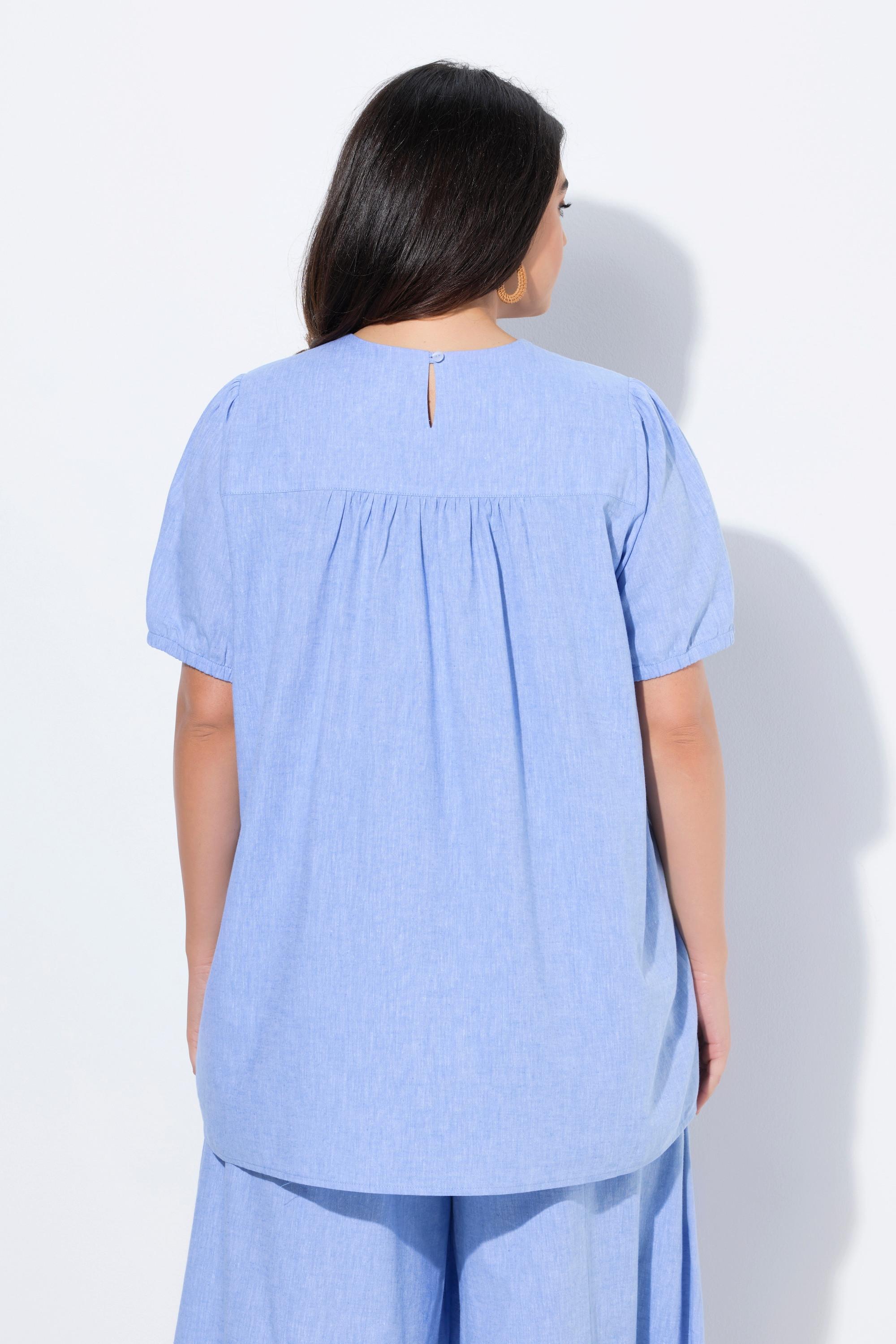 Ulla Popken Tunica Scollo Rettangolare Mezze Maniche a Sbuffo  