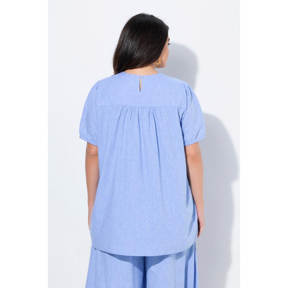 Ulla Popken Tunika Carré-Ausschnitt Puff-Halbarm  