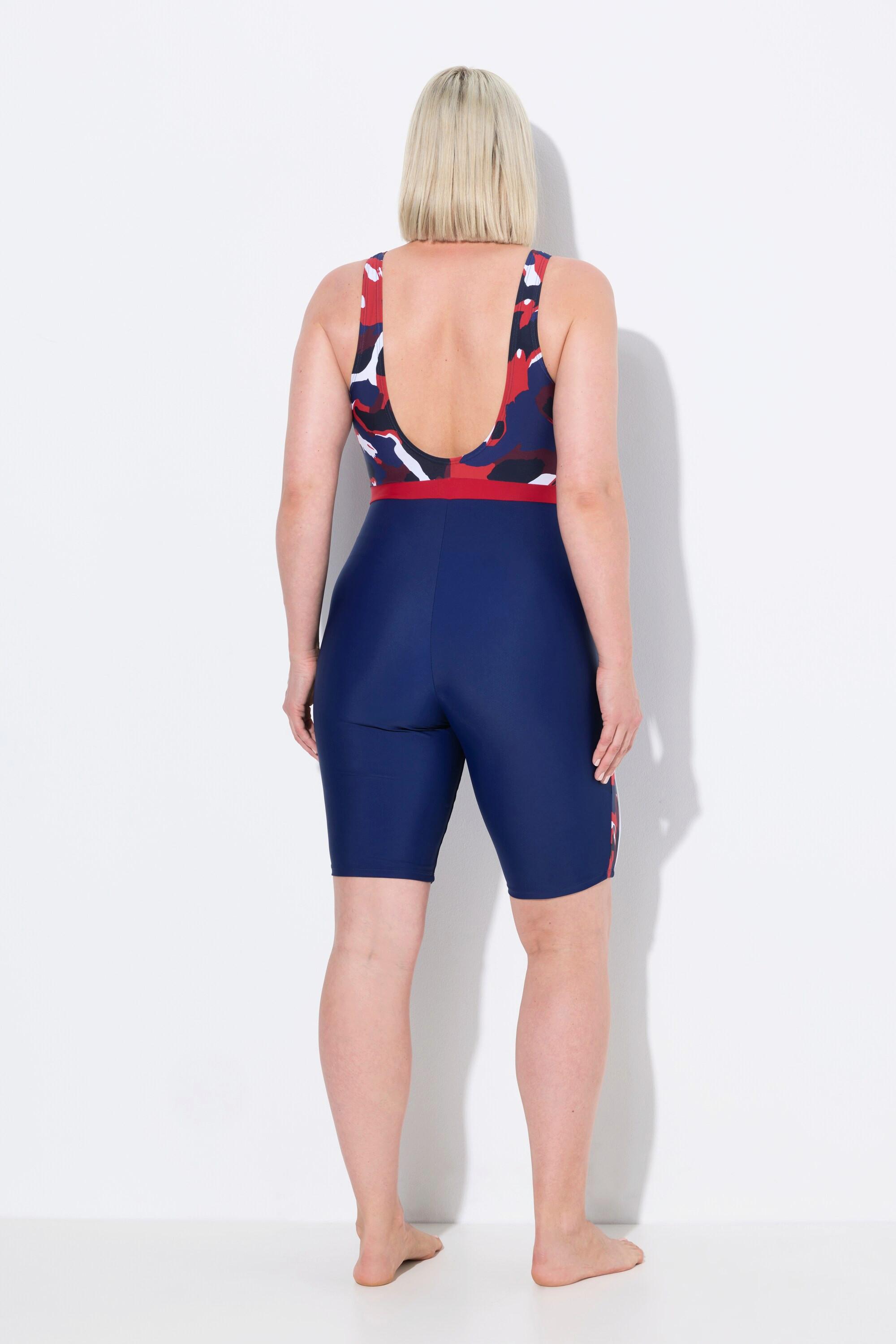 Ulla Popken Badeanzug langes Bein ohne Softcups Zipper recycelt  