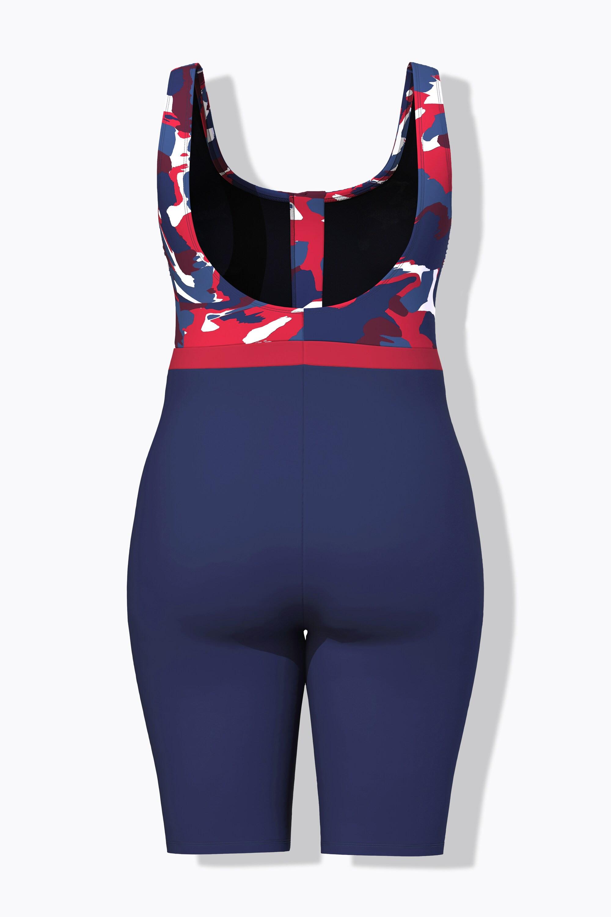 Ulla Popken Badeanzug langes Bein ohne Softcups Zipper recycelt  