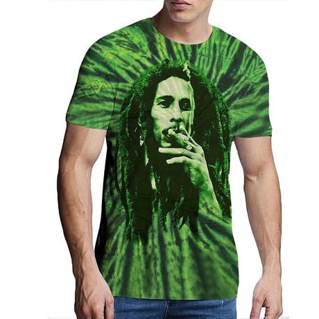 Bob Marley Batik Print Kurzarm T-Shirt  