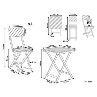 Beliani Set bistrot en Legno d'eucalipto Classico ARDORE  