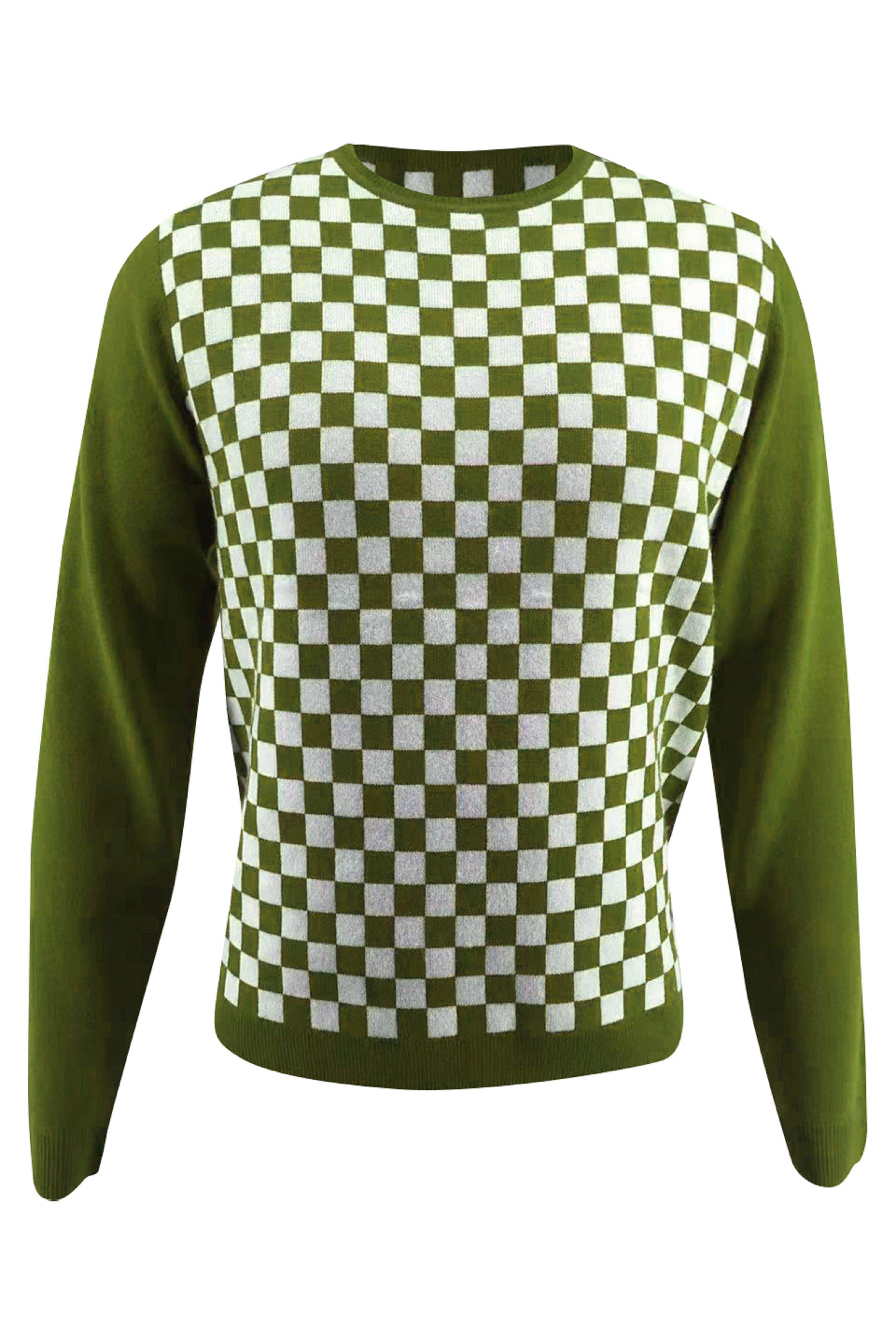 Bellemere New York  Kaschmir-Merino-Fantasy-Pullover mit Checker-Print 
